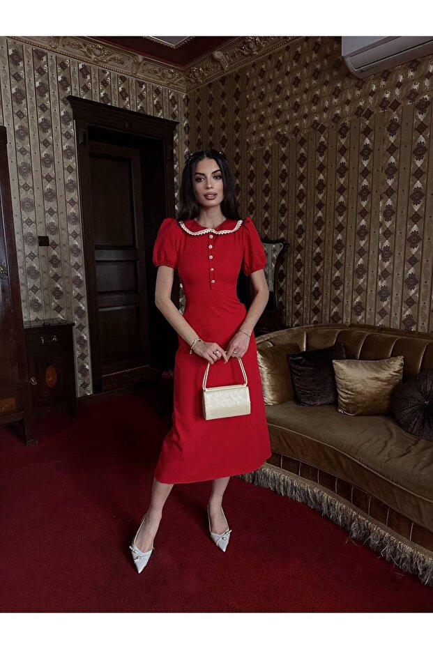 Bebe yaka midi elbise - 1