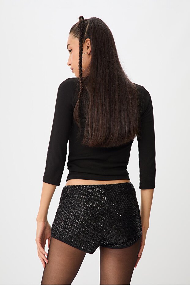 Pullu mini şort - 2