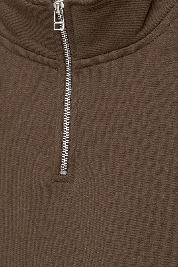 Fermuarlı dik yaka basic sweatshirt - 6