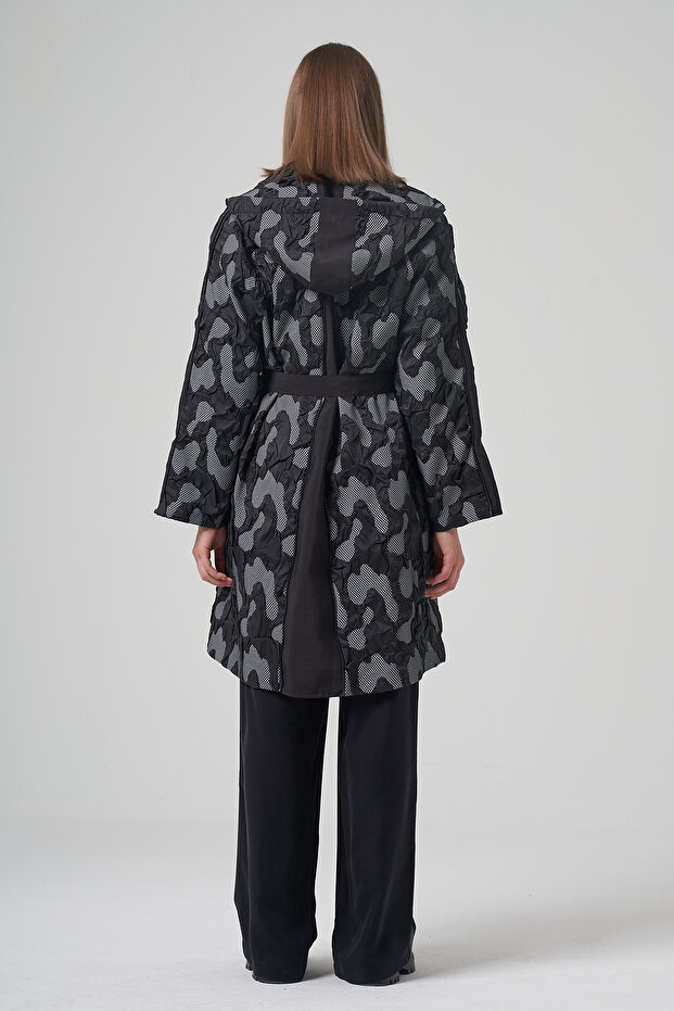 Multi-Zip Camouflage Pattern Cap Jacket 6859 Black - 3