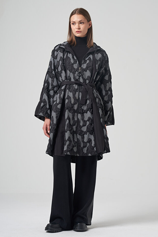 Multi-Zip Camouflage Pattern Cap Jacket 6859 Black - 4