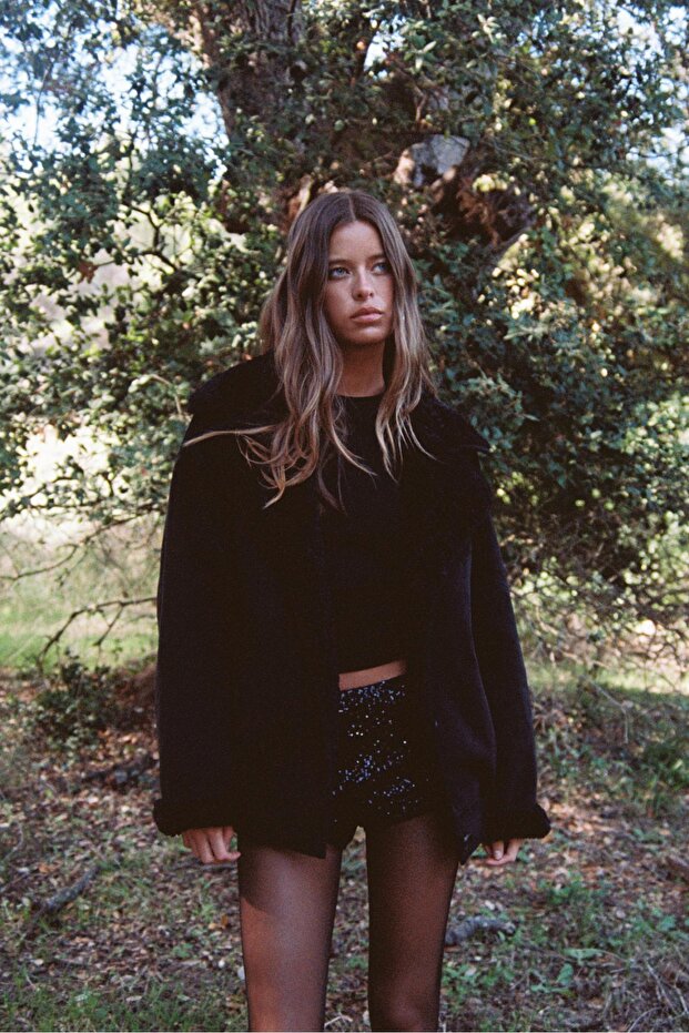 Pullu mini şort - 5