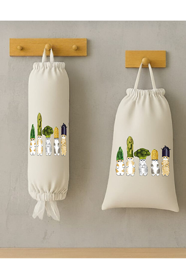 Set of 2 Bread Bags and Bag Holders – Kitchen Organizer Hangable Cloth Organizer