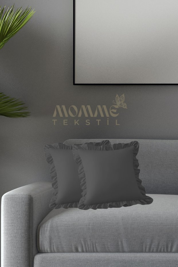 Firfirli Modern Zippered Cushion Cover with Fringes 45X45 cm 2 Pieces