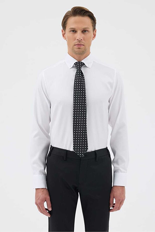 Non Iron Iron-Free Button-Down Collar 100% Cotton Oxford Comfort Fit White Men's Shirt
