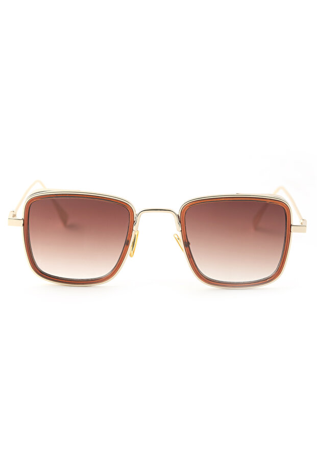 Brown Frame Square Coffee Glass Sunglasses Unisex