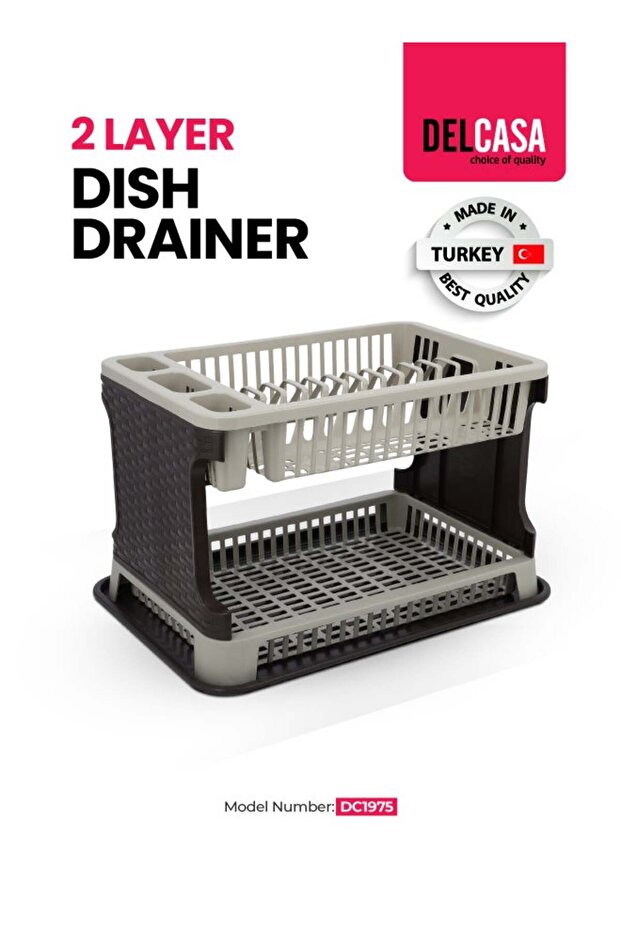 Double Layer Dish Drainer Rack Assorted 44x8x30cm