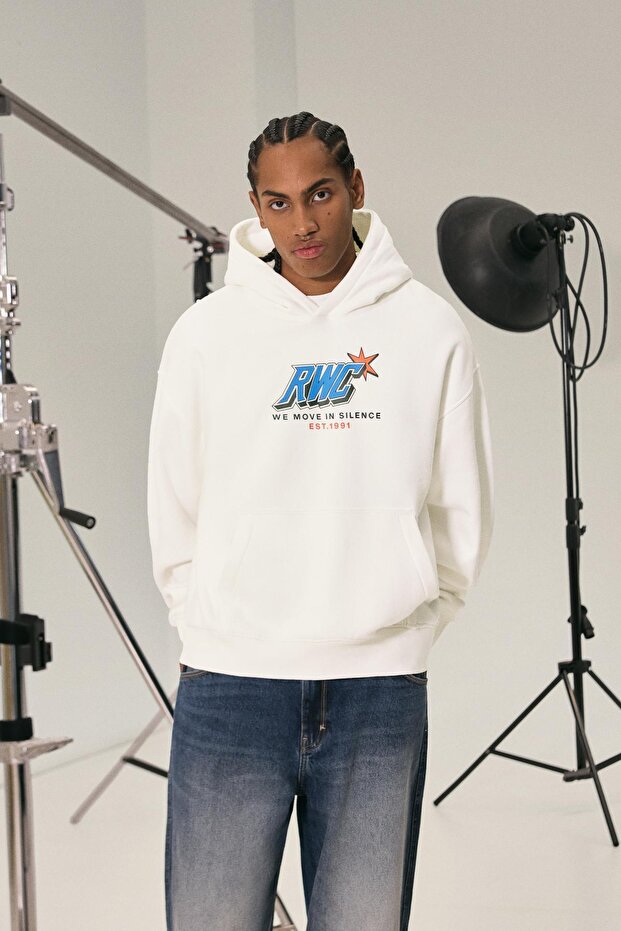 Baskılı kapüşonlu sweatshirt - 1