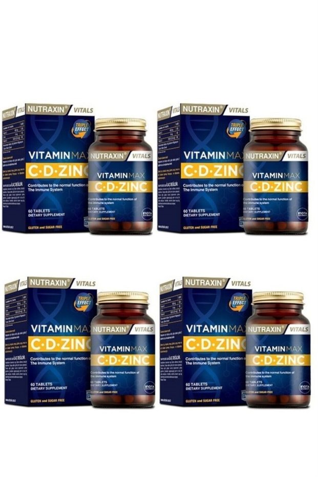 Vitamin Max C + D Zinc 60 Tablets 4 Pieces