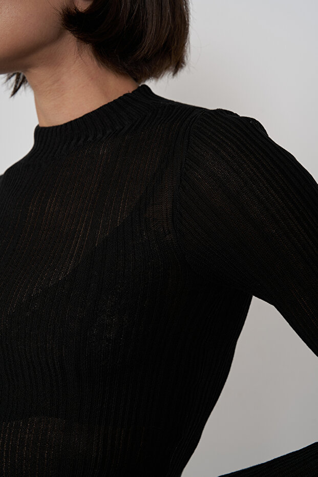 Transparan Balıkçı Yaka Bluz - 3