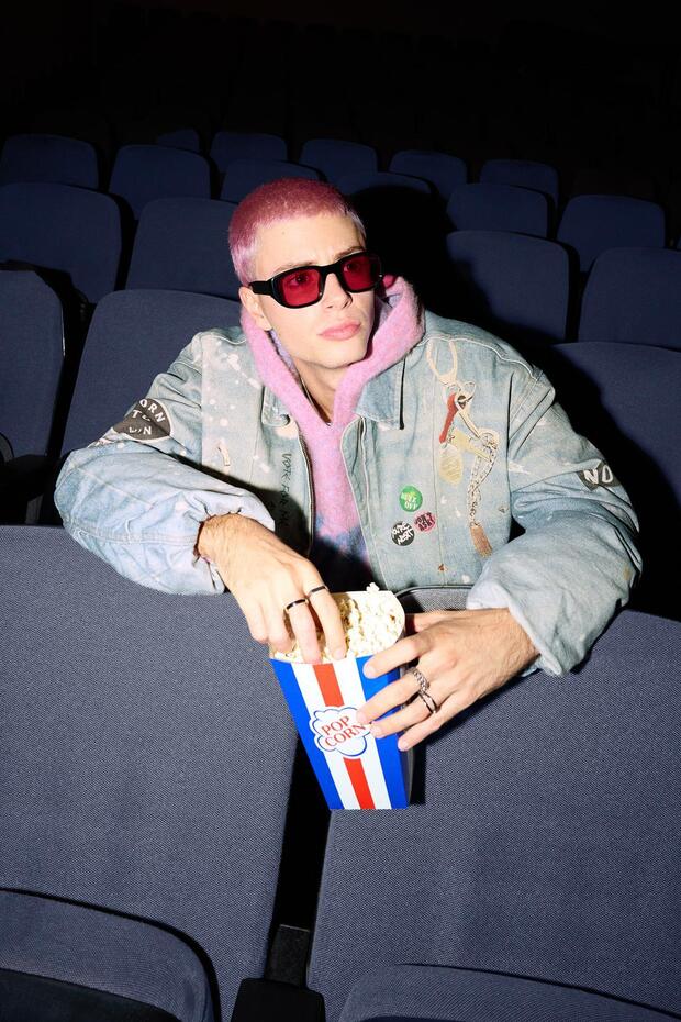 Baskılı denim ceket - 1