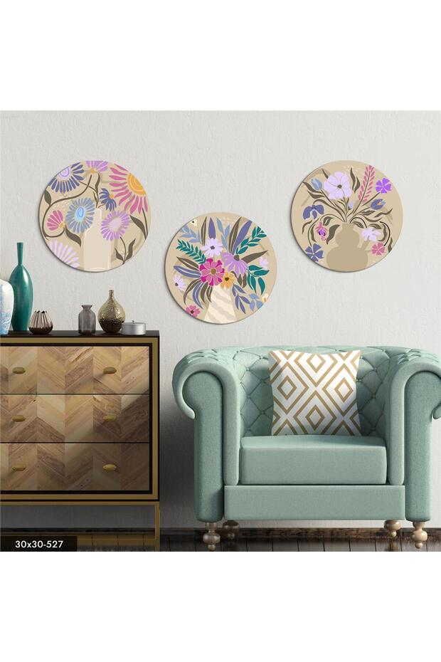 Yuvarlak 3lü Mdf Tablo - 1