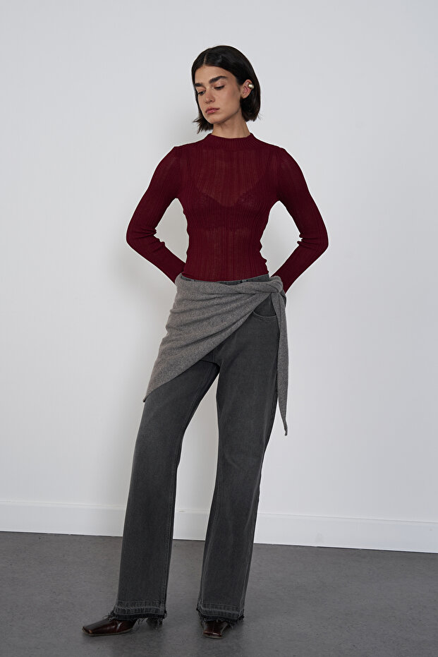 Transparent Turtleneck Blouse - 1