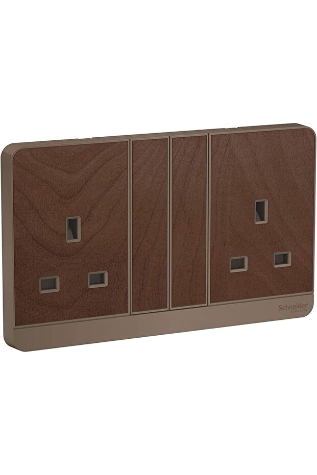AvatarOn, 2 Gang, Socket, 13A 250V, Dark Wood, E83T25_WD_G12