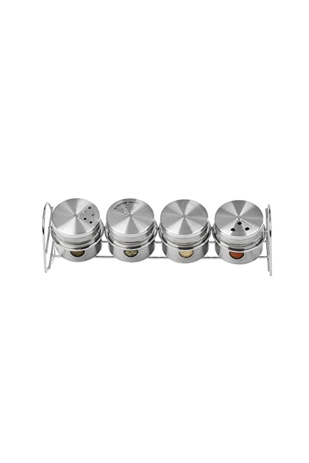 Servewell Tabletop 4Pcs Glass Spice Jar Set With Stand 29x8x10Cm