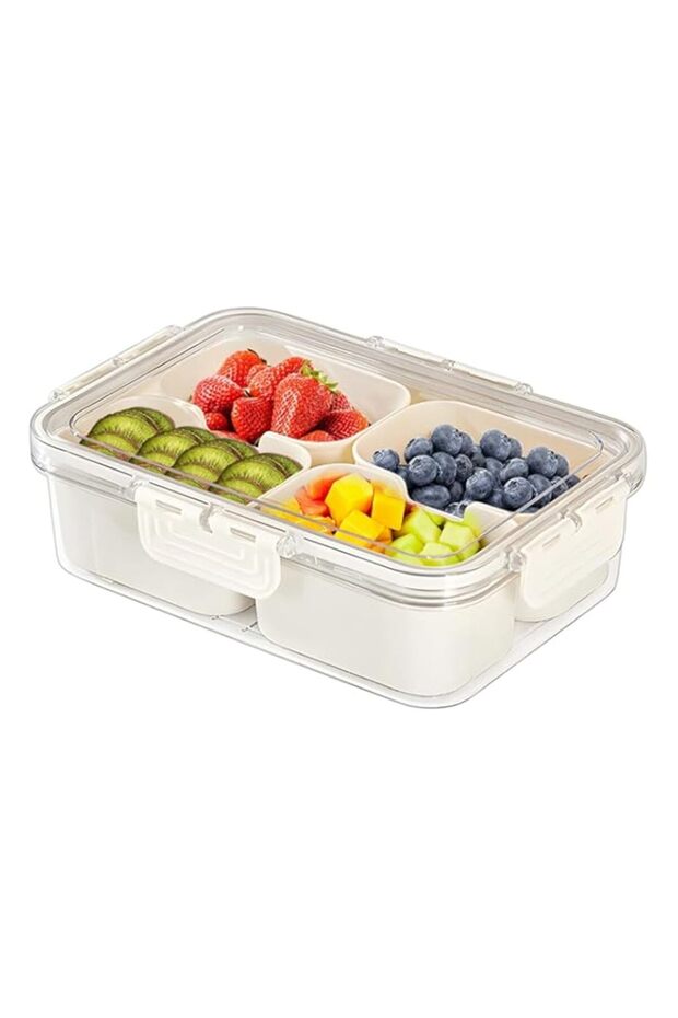 Longzhuo Divided Serving Tray with Lid and Handle, Portable Snackle Box Container, Snack Candy Box - 1