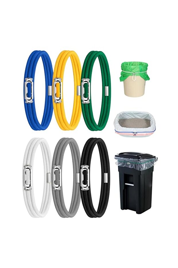 Garbage Can Bands, Design Adjustable Trash Can Bands, Fits up 33 Gallon Trash Cans Multifunction Bands Litter Box Bands for Kitchen Tables Picnic Party