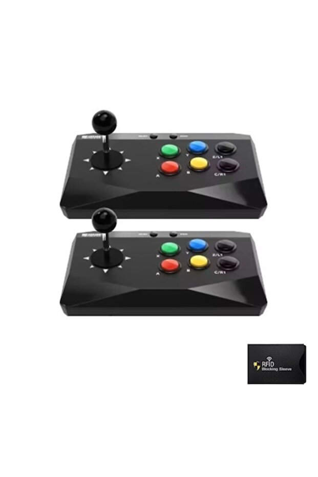 Set of 2 Wireless Arcade Controllers, Retro Joystick - Compatible with PC/Android/iOS - 1