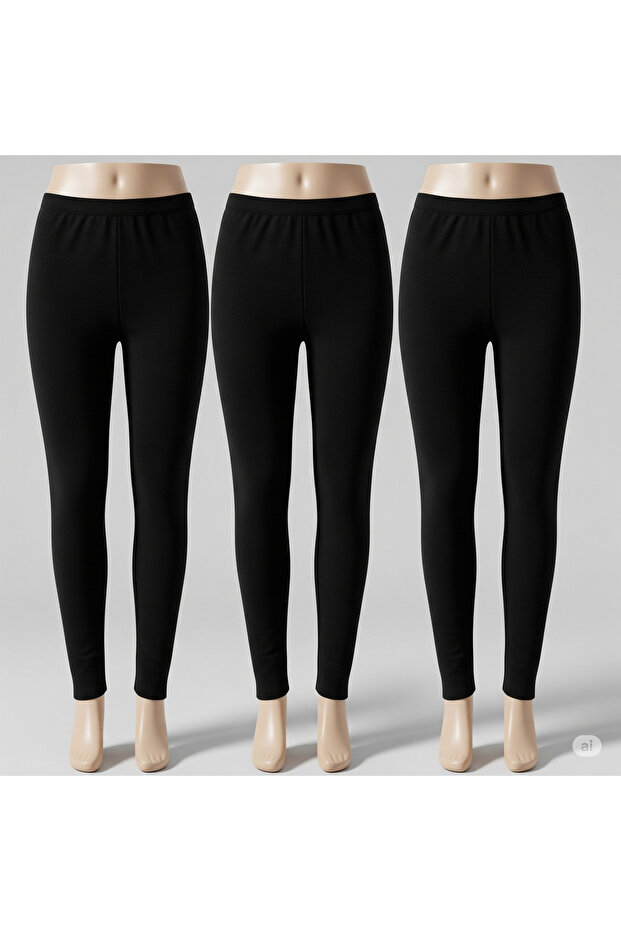 | Economical 3-Pack Unisex Thermal Winter Thermal Leggings Black (3 Pieces)