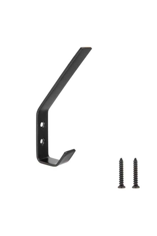 Basics Wall Mounted Modern Metal Coat Hooks - Flat Black, 5-Pack