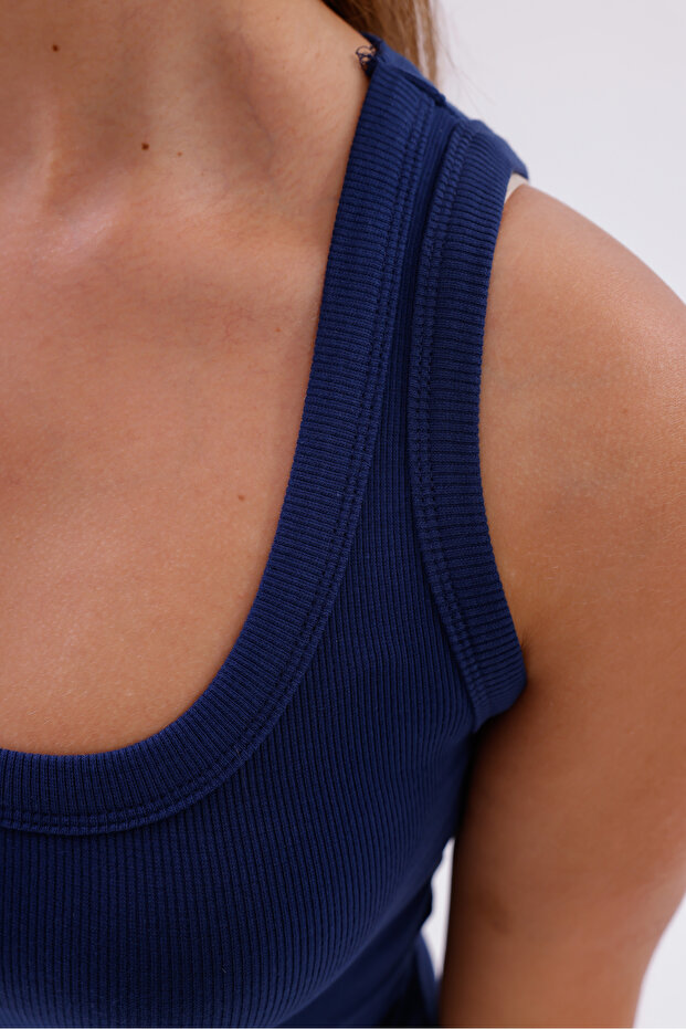 Kadın Fitilli Görünümlü Kalın Askılı Basic - 7