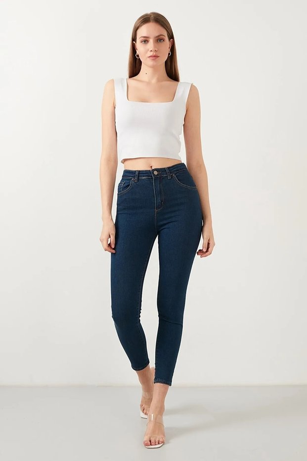 Hana Women's Super Skinny Fit Stretchy Stretch Fabric High Waist Denim Jean Denim Pants