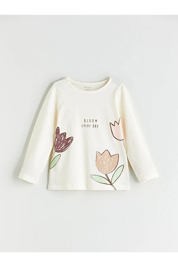 LCW baby Bej YEBU Baskılı Kız Bebek Pijama Takımı 2'li - 3