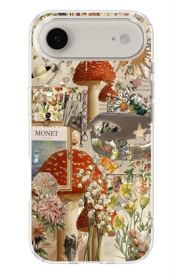 iPhone 17 Air Compatible Mushroom Garden Patterned Transparent Phone Case