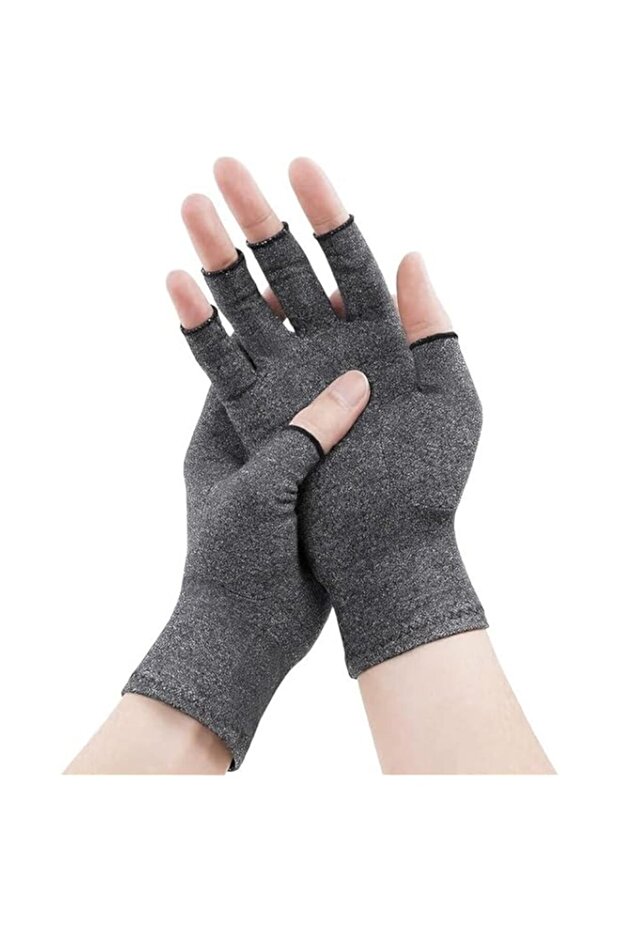 HASTHIP® Premium Bamboo Arthritis Compression Gloves for Women & Men Fingerless, Breathable, Ergonomic Fit Pain Relief, Flexibility & Sleep Support Medium Gray