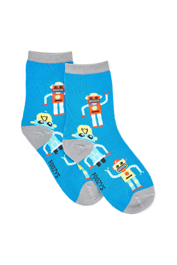 Robots Printed Kids Polyester Socks Size 6-8 1/2