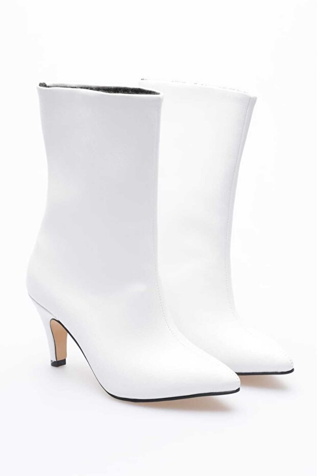 KADIN BOT Sivri Burun İnce Topuk BEJ RUGAN BOT - 4