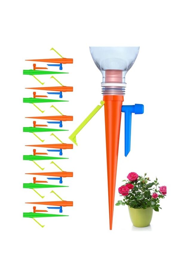 12 PCS Plant Self Watering Spikes, Adjustable Plant Watering Devices, Drip Irrigation System with Slow Release Control Valve Switch for Outdoor Indoor Plants