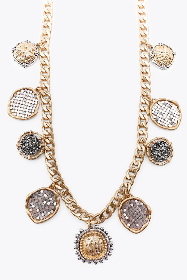 Çoklu Madalyon Charm Kolye - 2