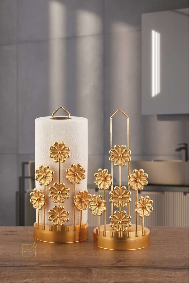 Daisy Gold Metal Paper Towel Holder-Napkin Holder Home Decoration