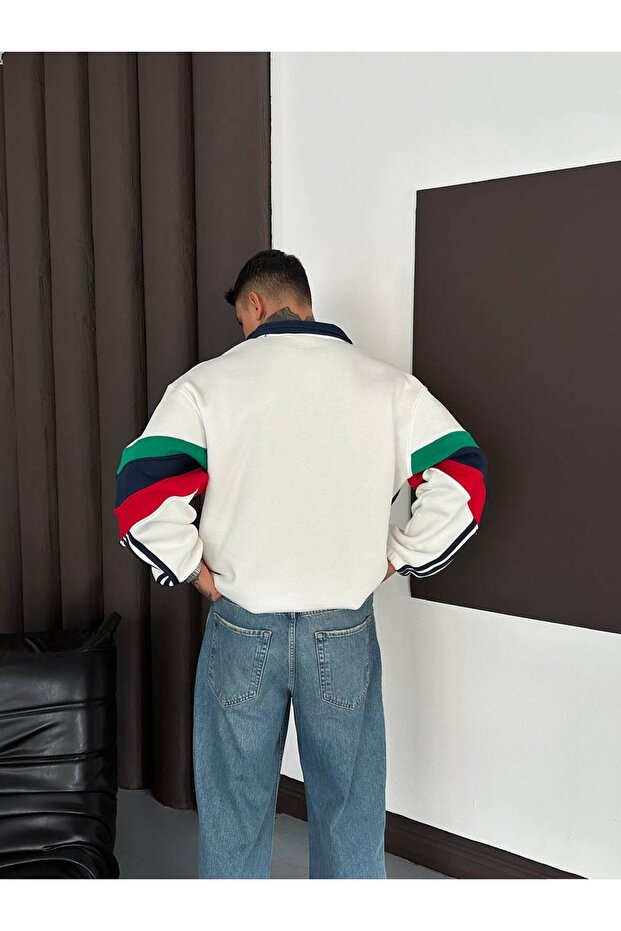 İtalia Oversize Düğmeli Yaka Sweatshirt - 4