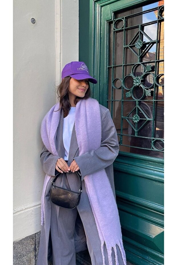 Lilac Scarf Soft Textured Shoulder Shawl