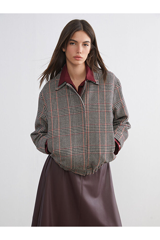 Esvab • Modern & Distinctive Shirt Roba Collar Herringbone Embroidered Women's Cashmere Jacket