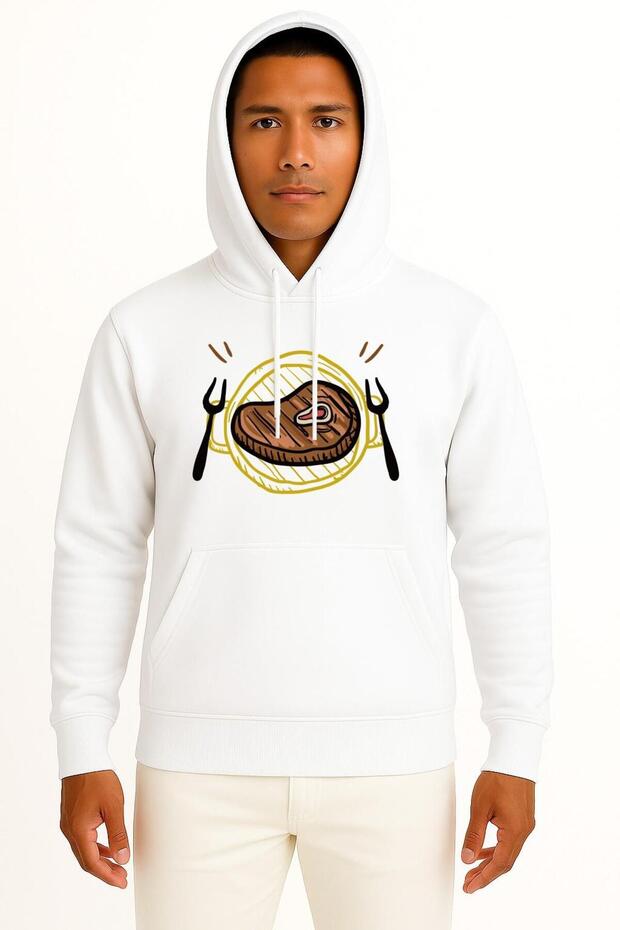Hooded Barbecue Grill Picnic Food Lunch Chest Design Unisex Sweatshirt