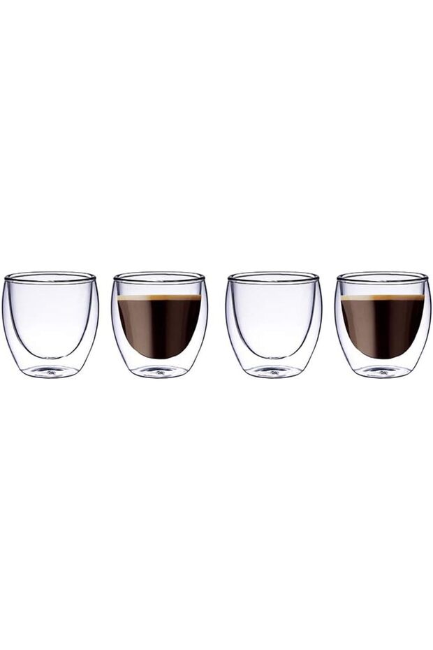 Double Wall Glass Tumbler 100ml – Set of 4 Clear DG820