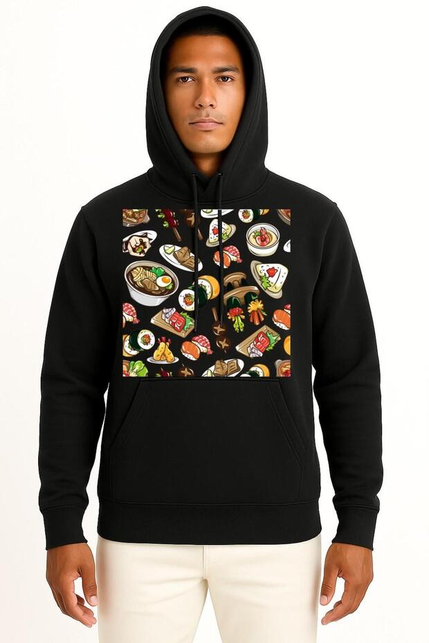 Hooded Sushi Barbecue Chicken Breast Design Unisex Sweatshirt