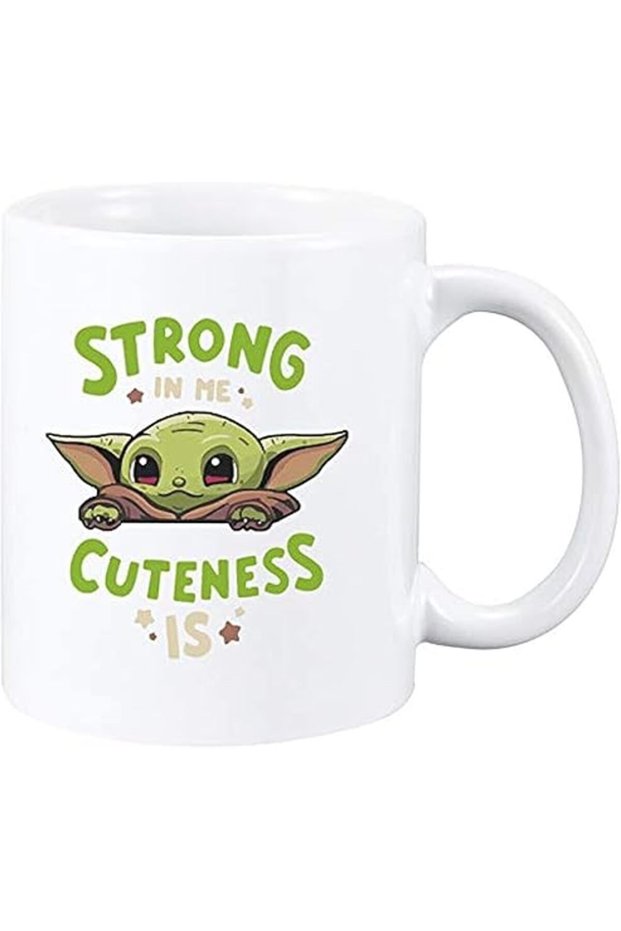 Baby Yoda Mug Strong In Me Cuteness Is Coffee Mug with Yoda Keychain Christmas Gift