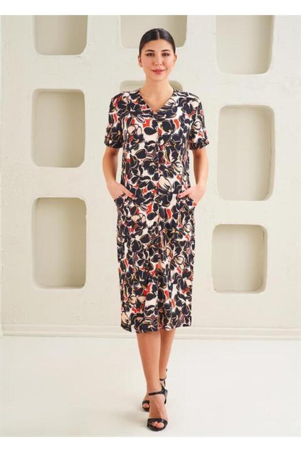 Kadın Örme Viskon Elbise - 45272 - 5