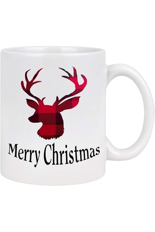 Christmas Coffee Mug with Reindeer Merry Christmas and New Year Cup 11oz Gift for Friends and Family