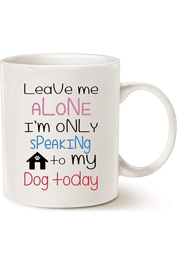Funny Dog Coffee Mug Christmas Gift Leave Me Alone I’m Only Speaking to My Dog Today White 11oz