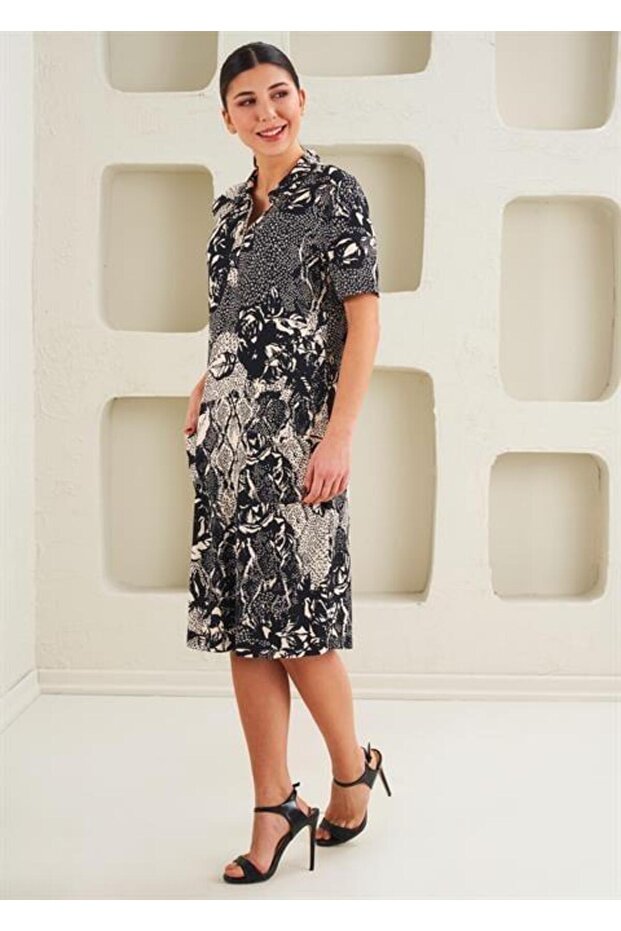 Kadın Örme Viskon Elbise - 45273 - 3