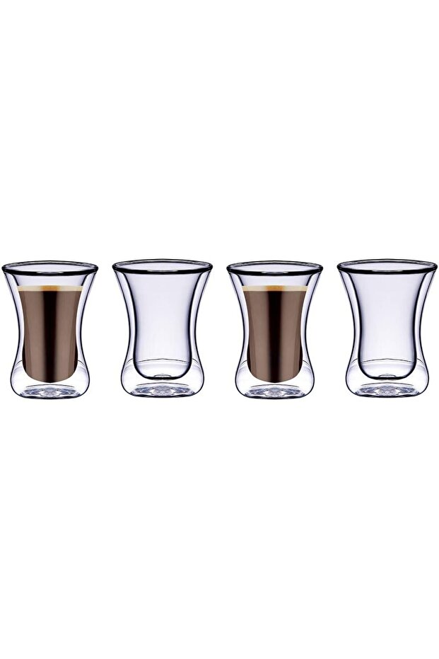 Double Wall Glass Estikana Coffee Cups 100ml – Set of 4 DG893