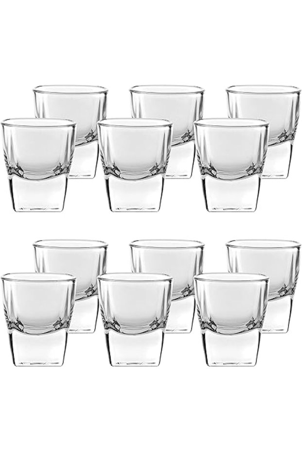 Plaza Shot Glass Set of 12 – 55ml Clear Shooter Liquor Tiny Tumbler Glass