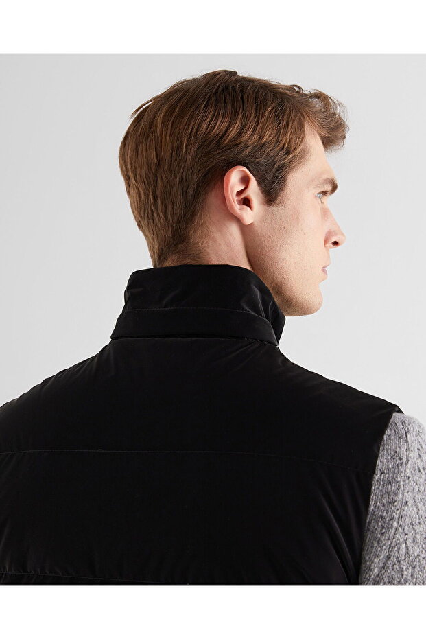 Erkek Siyah Kapüşonlu Yelek - 7