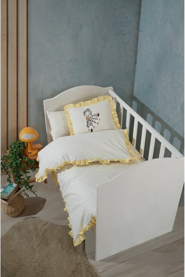 Hand Embroidered 100% Cotton Baby Bedding Set – Ranforce, Skin-Friendly, Anti-Shrink Fabric 4 Pieces