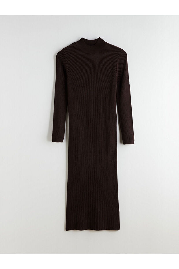 Yarım Balıkçı Yaka Triko Elbise - 5